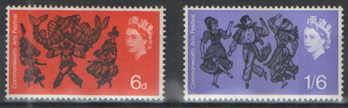 (image for) SG669p / 670p 1965 Commonwealth Arts Festival (Phosphor) unmounted mint set of 2