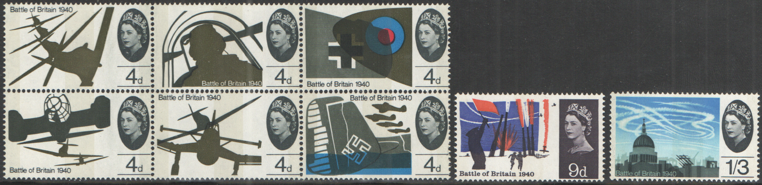 (image for) SG671p / 678p 1965 Battle of Britain (Phosphor) unmounted mint set of 8