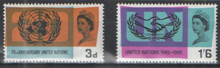 (image for) SG681 / 682 1965 United Nations (Ordinary) unmounted mint set of 2