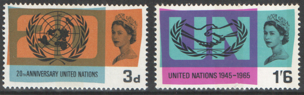 (image for) SG681p / 682p 1965 United Nations (Phosphor) unmounted mint set of 2