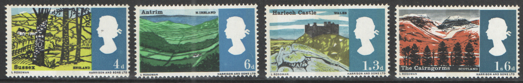 (image for) SG689p / 692p 1966 Landscapes (Phosphor) unmounted mint set of 4 - Click Image to Close