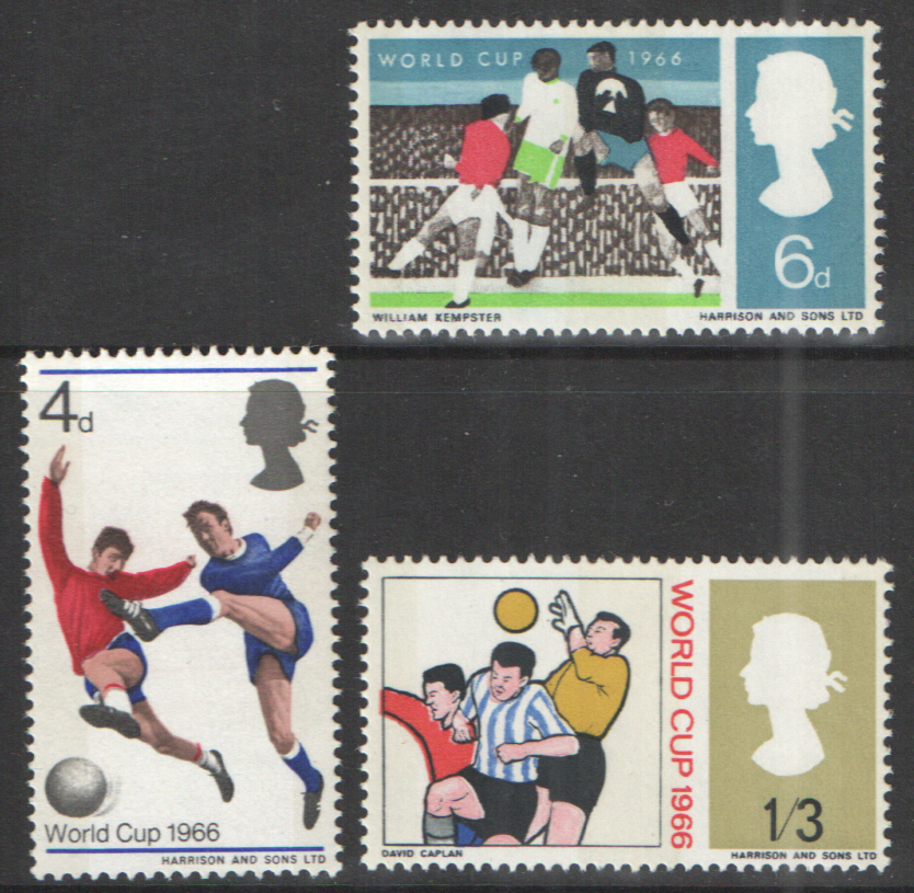 (image for) SG693p / 695p 1966 World Cup (Phosphor) unmounted mint set of 3 - Click Image to Close