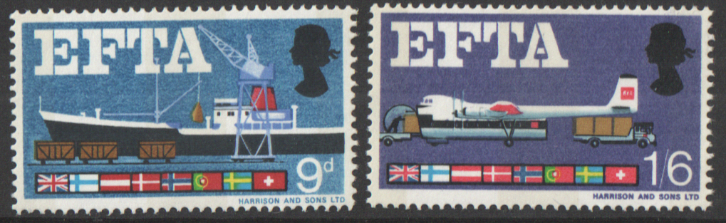 (image for) SG715p / 716p 1967 EFTA (Phosphor) unmounted mint set of 2 - Click Image to Close