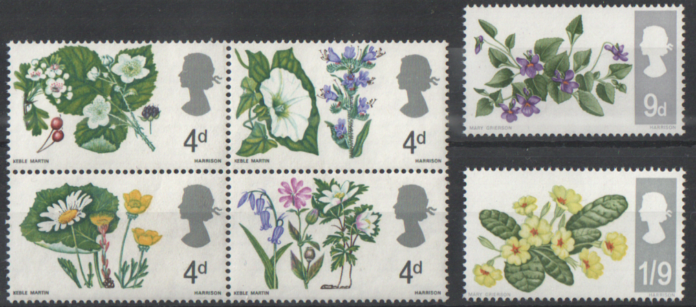 (image for) SG717 / 722 1967 British Flowers (Ordinary) unmounted mint set of 6