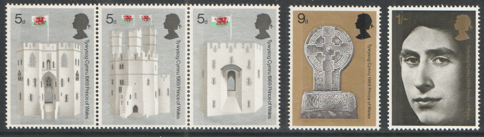 (image for) SG802 / 806 1969 Prince of Wales Investiture unmounted mint set of 5