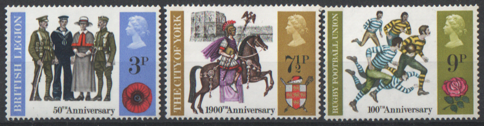 (image for) SG887 / 889 1971 General Anniversaries unmounted mint set of 3 - Click Image to Close