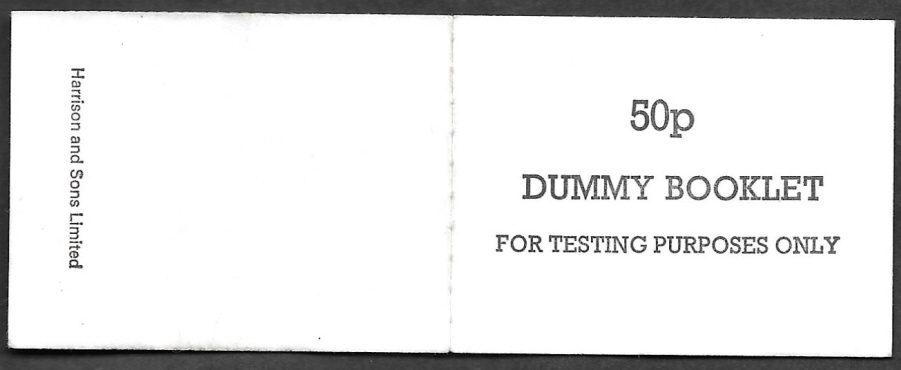(image for) 50p Dummy Booklet with pane of 10 "For Testing Purposes Only" Stamps - Click Image to Close