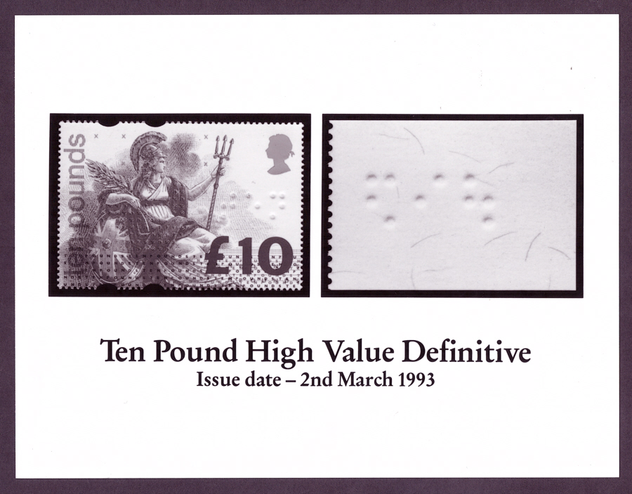 (image for) 1993 High Value £10 Definitive monochrome Royal Mail press publicity photograph. Circa 215mm x 165mm.
