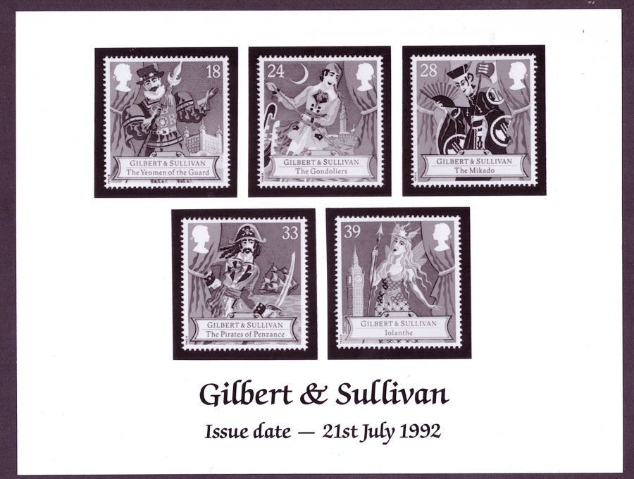 (image for) 1992 Gilbert & Sullivan monochrome Royal Mail press publicity photograph. Circa 215mm x 165mm.