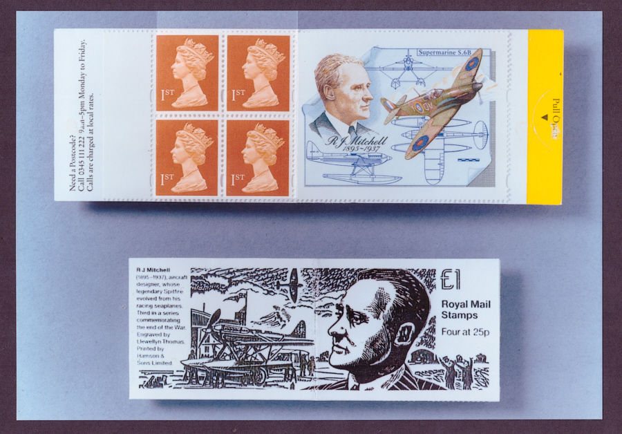 (image for) 1995 RJ Mitchell & Spitfire stamp books colour Royal Mail press publicity photograph. Circa 200mm x 140mm.