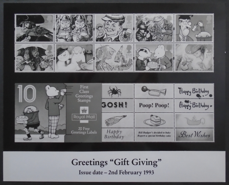 (image for) 1993 Greetings Stamps monochrome Royal Mail press publicity photograph. Circa 254mm x 203mm.