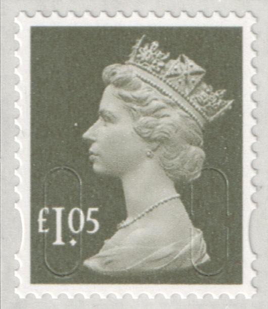 (image for) 2016 £1.05 Gooseberry Green M16L Col. 1 Row 2 Cyl D1 Machin Cylinder Block