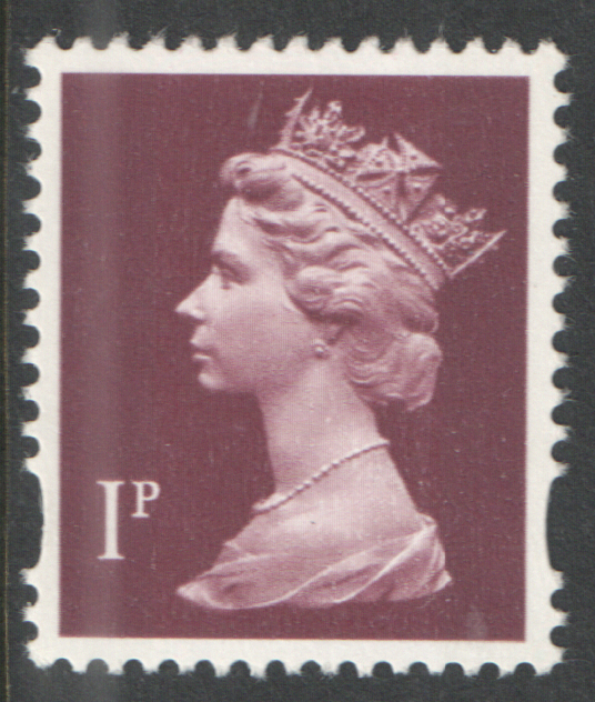 (image for) DG10.24 1p Dark Maroon 17/03/99 right margin warrant 698 Machin block of 8. Folded through a row of perfs.