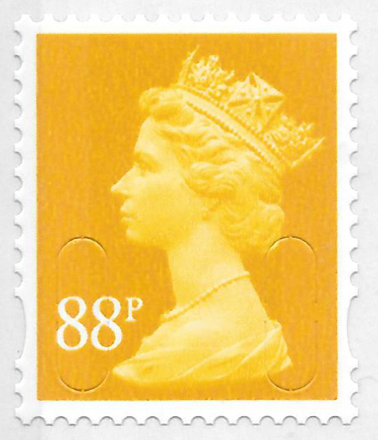 (image for) 2013 88p Amber Yellow De La Rue Cyl D1 Col 2 Row 2 Machin Cylinder Block