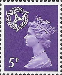 (image for) 1971 Isle of Man 5p Greyish Violet OCP(H)/PVAl Cyl 4(12) dot cylinder block - Click Image to Close