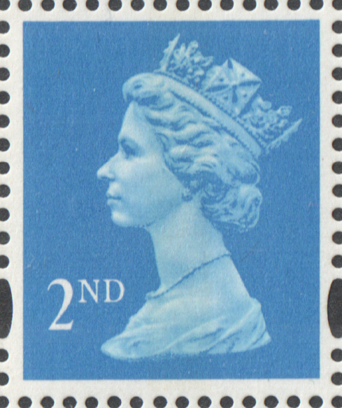 (image for) 1997 2nd Class Light Blue Walsall Cylinder W5 (W2 below) block of 6