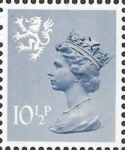 (image for) 1978 Scotland 10.5p Greyish Blue FCP(H)/DEX EEH Row 18 Cyl 1(30) no dot cylinder block