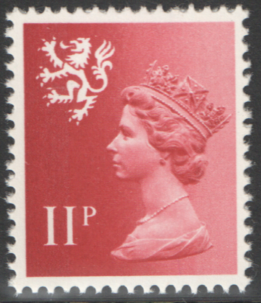 (image for) 1976 Scotland 11p Pastel Red FCP(H)/DEX Cyl 1(17) dot cylinder block