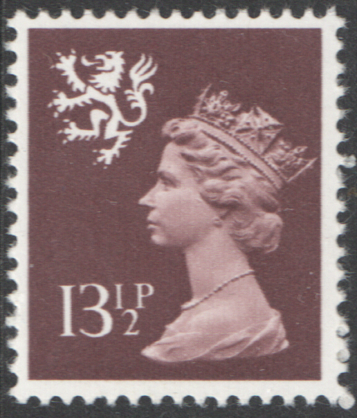 (image for) 1980 Scotland 13.5p Red Brown PCP/DEX Cyl 1 dot cylinder block