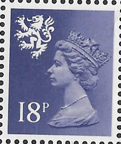 (image for) 1981 Scotland 18p Bluish Violet PCP(H)/DEX Cyl 1A 1B dot cylinder block