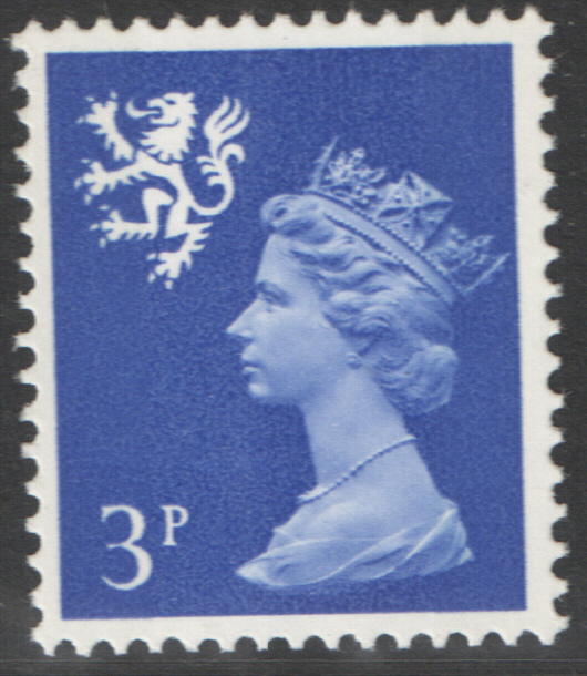 (image for) 1973 Scotland 3p Ultramarine FCP(H)/PVAl Cyl 1(7) dot cylinder block