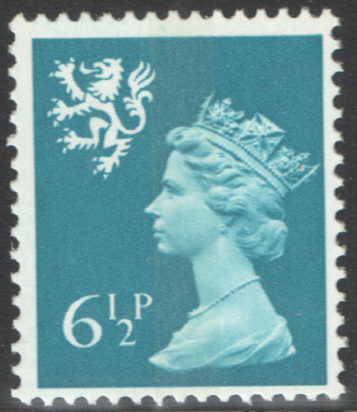 (image for) 1976 Scotland 6.5p Cerulean Blue FCP(H)/DEX Cyl 1(18) dot cylinder block - Click Image to Close
