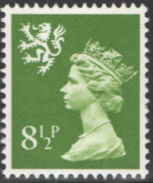 (image for) 1976 Scotland 8.5p Yellowish Green FCP(H)/DEX Cyl 1(21) dot cylinder block