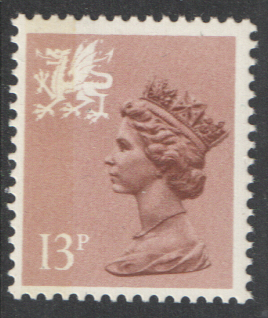 (image for) 1987 Wales 13p Light Brown FCP(H)/PVAl Cyl Q1 Q1 cylinder block