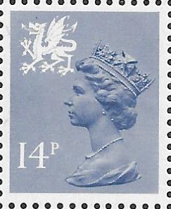 (image for) 1981 Wales 14p Greyish Blue PCP(H)/PVAl Cyl Q2 Q4 row 1 cylinder block