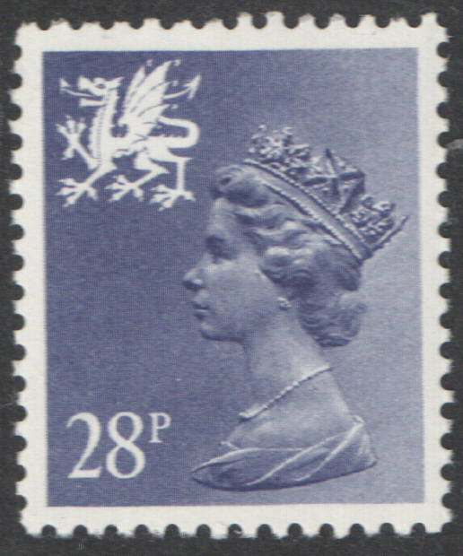 (image for) 1987 Wales 28p Bluish Violet ACP(H)/DEX Cyl Q1 cylinder block