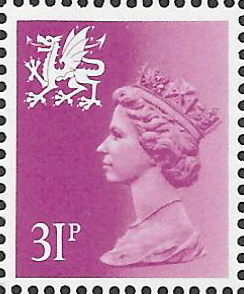 (image for) 1984 Wales 31p Lilac PCP(H)/DEX Cyl Q6 cylinder block
