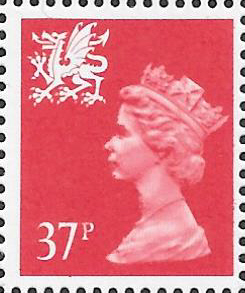 (image for) 1990 Wales 37p Red ACP(H)/DEX Cyl Q2 Q2 cylinder block - Click Image to Close