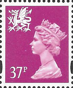 (image for) 1996 Wales 37p Amethyst OFNP(C)/PVAl Cyl Q1 Q1 cylinder block - Click Image to Close