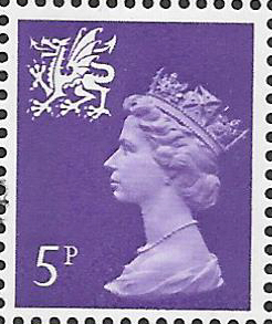 (image for) 1971 Wales 5p Greyish Violet OCP(H)/PVAl Cyl 3(12) dot cylinder block - Click Image to Close