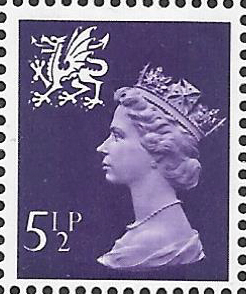(image for) 1974 Wales 5.5p Deep Violet 2 Bands FCP(H)/DEX Cyl 1(22) no dot cylinder block - Click Image to Close