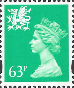(image for) 1996 Wales 63p Emerald Green OFNP(C)/PVAl Cyl Q2 Q2 cylinder block