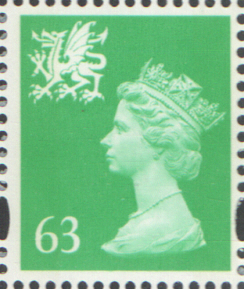 (image for) 1997 Wales 63p Emerald Green OFNP(C)/PVAl Cyl W1 cylinder block