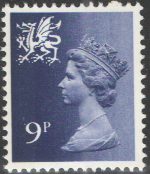 (image for) 1978 Wales 9p Bluish Violet FCP(H)/DEX Cyl 2(30) dot cylinder block - Click Image to Close