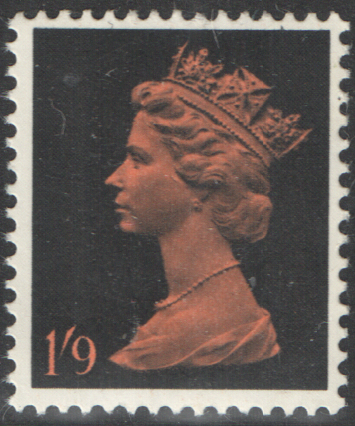 (image for) 1967 1/9 Orange & Olive Brown Cylinder 1A 1B Pre-Decimal Machin Block of 6