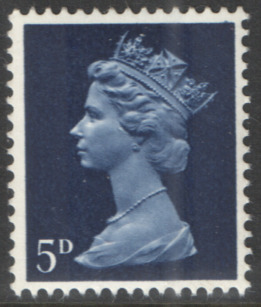 (image for) 1968 5d Stewart Blue Cylinder 15 No Dot Pre-Decimal Machin Block of 6