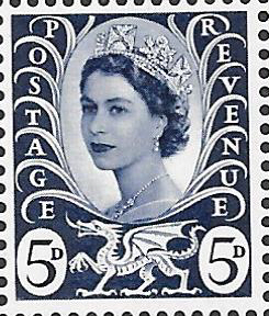 (image for) 1968 Wales 5d Royal Blue No Watermark Cyl 2 dot cylinder block - Click Image to Close