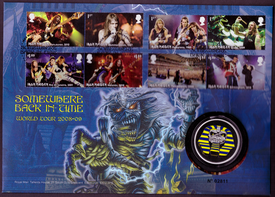 (image for) 2023 Iron Maiden - Somewhere Back In Time Royal Mail PNC medal cover