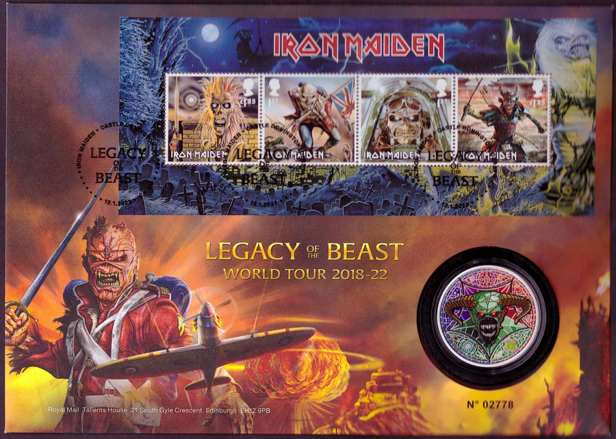(image for) 2023 Iron Maiden - Legacy Of The Beast Royal Mail PNC medal cover