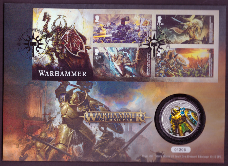 (image for) RMC227 2023 Warhammer Age of Sigmar Royal Mail PNC silver plated medal cover