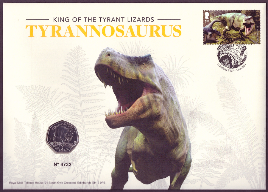 (image for) 2024 Age of the Dinosaurs 50p coin Royal Mail PNC first day cover - Click Image to Close