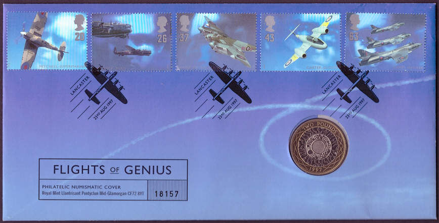 (image for) RMC12 1997 Flights Of Genius £2 coin PNC commemorative cover