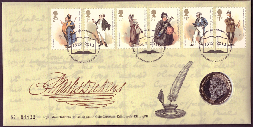 (image for) RMC124 2012 Charles Dickens £2 coin PNC first day cover - Click Image to Close