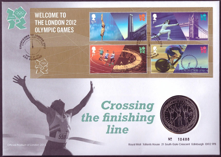 (image for) RMC127 2012 Crossing The Finish Line £5 coin PNC first day cover
