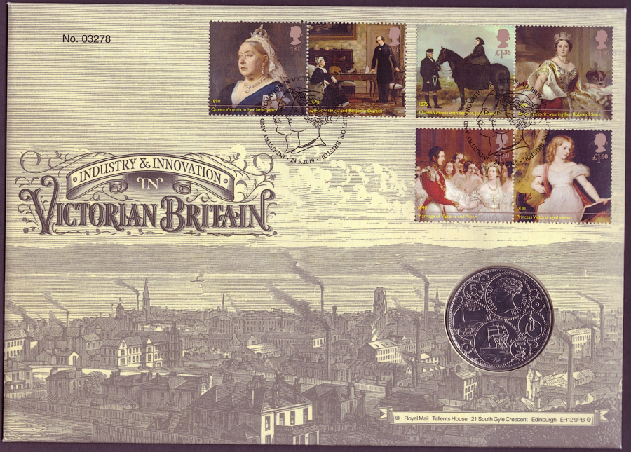 (image for) RMC181 2019 Industry in Victorian Britain £5 coin Royal Mail PNC first day cover