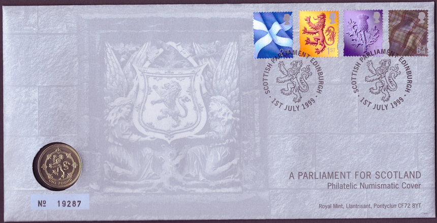 (image for) RMC19 1999 A Parliament for Scotland £1 coin PNC commemorative cover